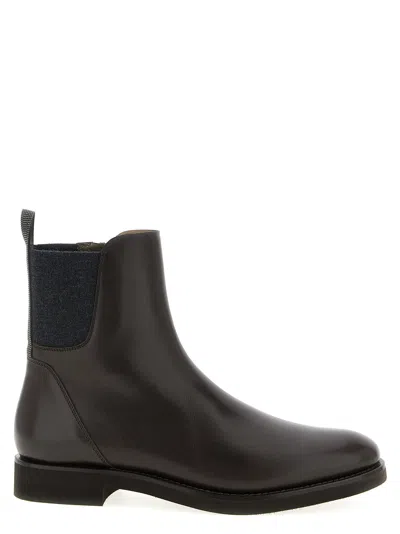 Brunello Cucinelli Monile Ankle Boots In Black