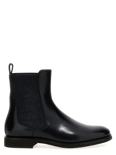 Brunello Cucinelli Monile Ankle Boots In Black