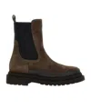 Brunello Cucinelli Chelsea Suede Ankle Boots With Precious Contour In Black