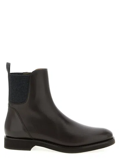Brunello Cucinelli Monile Ankle Boots In Brown