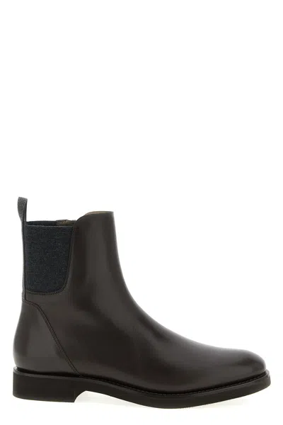 Brunello Cucinelli Stylish Ankle Boots Pull Tab In Brown