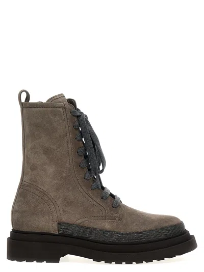 Brunello Cucinelli 'monile' Ankle Boots In Gray