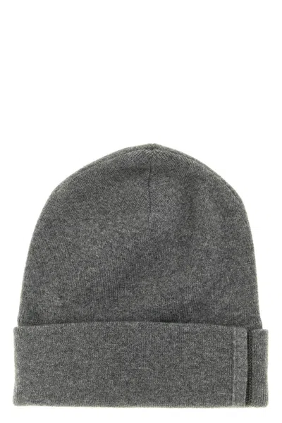 Brunello Cucinelli Monile-detail Beanie Hat In Gray