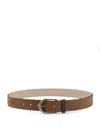 Brunello Cucinelli Leather Belt With Monili Detail In Brown