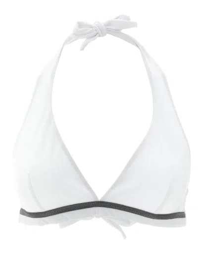 Brunello Cucinelli Monile-trimmed Technical Jersey Bikini Top In White
