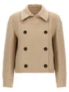 Brunello Cucinelli Cashmere Coat With Notched Collar And Double-breasted Design In Neutral