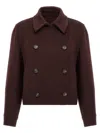 Brunello Cucinelli Cashmere Coat With Buttoned Cuffs And Double-breasted Design In Burgundy