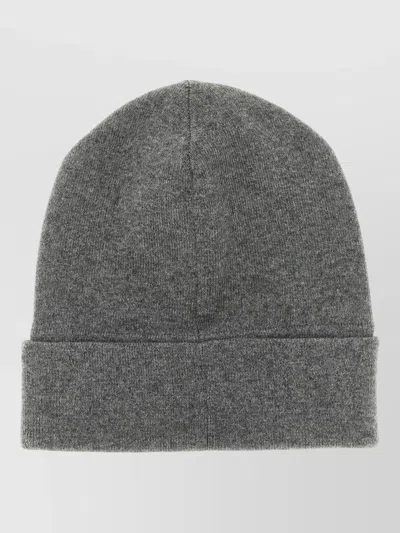 Brunello Cucinelli Monile Cashmere Ribbed Turn Up Beanie In Gray