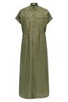 Brunello Cucinelli Shirt Dress With Short Sleeves And Pockets In Green