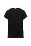 Brunello Cucinelli Short-sleeved T-shirt In Elasticized Stretch Cotton With A Crew Neck Edged With Jewels In Black