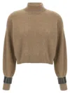 Brunello Cucinelli Monile Crop Cuff Sweater Sweaters And Cardigans Brown