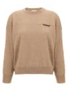 Brunello Cucinelli Monile Crop Sweater Sweaters And Cardigans Beige In Neutral