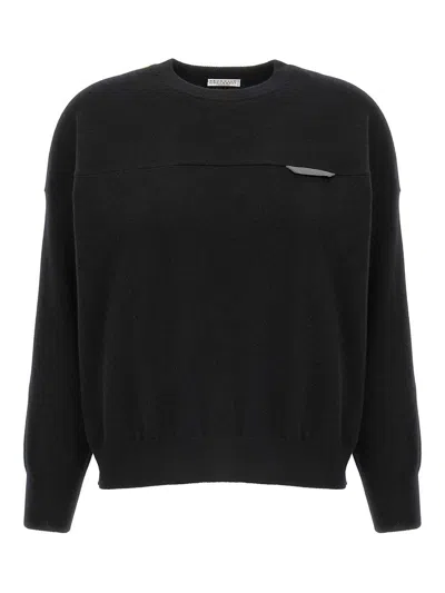 Brunello Cucinelli Monile Crop Sweater In Black