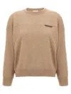 Brunello Cucinelli Monile Crop Sweater Sweaters And Cardigans Beige In Neutral