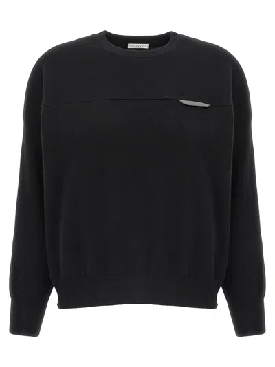 Brunello Cucinelli Monile Crop Sweater Sweaters And Cardigans Black