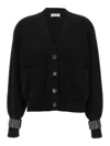 Brunello Cucinelli Ribbed Texture Cardigan With Contrasting Cuffs In Black
