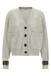 Brunello Cucinelli Ribbed Texture Cardigan Cuff Detail In Gray
