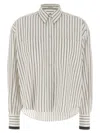 Brunello Cucinelli Long-sleeve Shirt With Vertical Stripes And Contrasting Cuffs