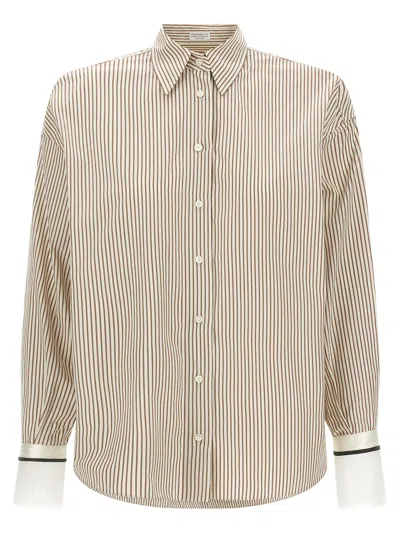 Brunello Cucinelli 'monile' Cuffed Shirt In Multi