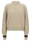 Brunello Cucinelli Monile Cuffs Sweater Sweaters And Cardigans Beige In Brown