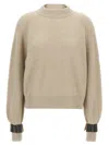 Brunello Cucinelli Monile Cuffs Sweater Sweaters And Cardigans Beige In Brown