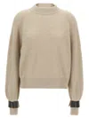 Brunello Cucinelli Monile Cuffs Sweater Sweaters And Cardigans Beige In Brown