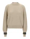 Brunello Cucinelli Monile Cuffs Sweater In Sand