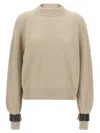 Brunello Cucinelli Monile Cuffs Sweater Sweaters And Cardigans Beige In Neutral