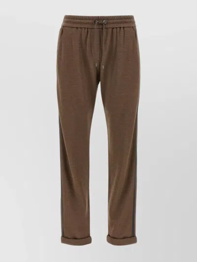 Brunello Cucinelli Monile Detail Joggers Featuring Back Pockets In Brown