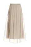 Brunello Cucinelli Monile Detail Silk Skirt In Cream