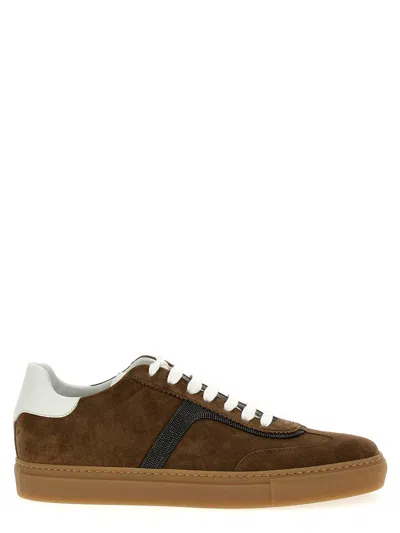 Brunello Cucinelli Monile Detail Trainers In Beige