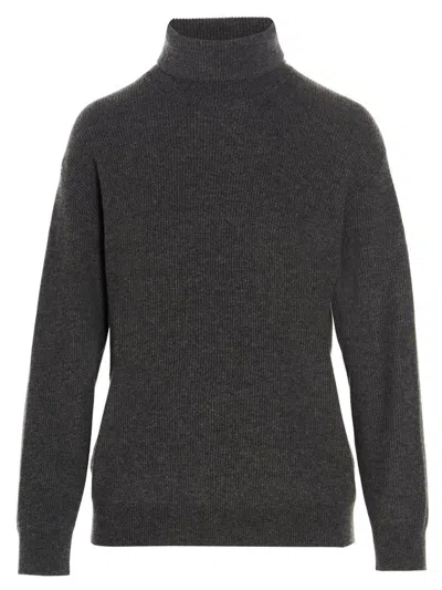 BRUNELLO CUCINELLI GREY TURTLENECK SWEATER IN CASHMERE WOMAN