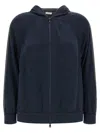 Brunello Cucinelli Hooded Sweatshirt With Side Stripe Detail In Blue