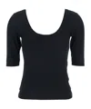 Brunello Cucinelli Ribbed Scoop Neck Short Sleeve Top In Black