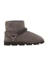 Brunello Cucinelli Women Suede Ankle Boots With Shearling Lining In Black