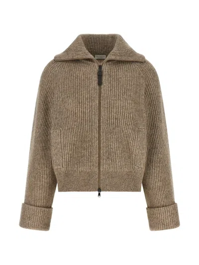 Brunello Cucinelli Monile English Rib-stitch Cardigan In Neutral