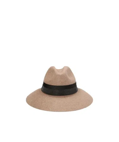 Brunello Cucinelli 'monile' Fedora In Brown
