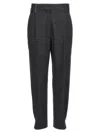 Brunello Cucinelli Black Tailored Flat Front Pants In Dark Grey