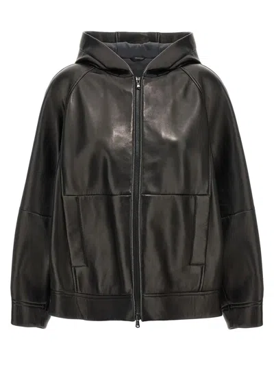 Brunello Cucinelli Monile Hooded Jacket In Black