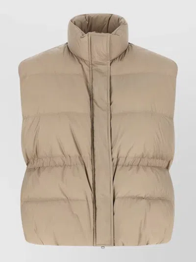 Brunello Cucinelli Water-repellent Quilted Technical Vest With High Neck In Neutral