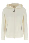 Brunello Cucinelli White Hoodie With Zip Closure