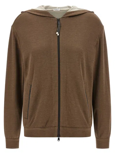 Brunello Cucinelli Monile Hoodie In Brown