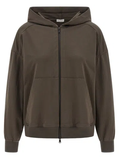 Brunello Cucinelli Monile Hoodie In Brown