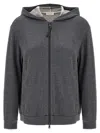 Brunello Cucinelli Precious Zipper Pull Sweatshirt Gray In Gray