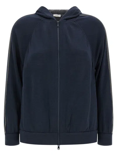 BRUNELLO CUCINELLI MONILE HOODIE SWEATSHIRT BLUE