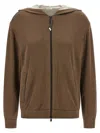 Brunello Cucinelli Cotton And Silk Zip-up Hoodie In Brown