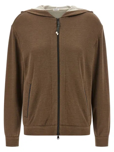 Brunello Cucinelli Monile Hoodie Sweatshirt Brown