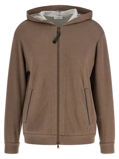 Brunello Cucinelli Monile Hoodie Hood Long Sleeves Pockets In Brown