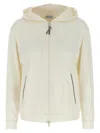 Brunello Cucinelli White Hoodie With Zip Closure