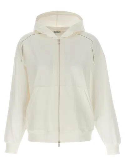 Brunello Cucinelli Monile Hoodie Sweatshirt In White